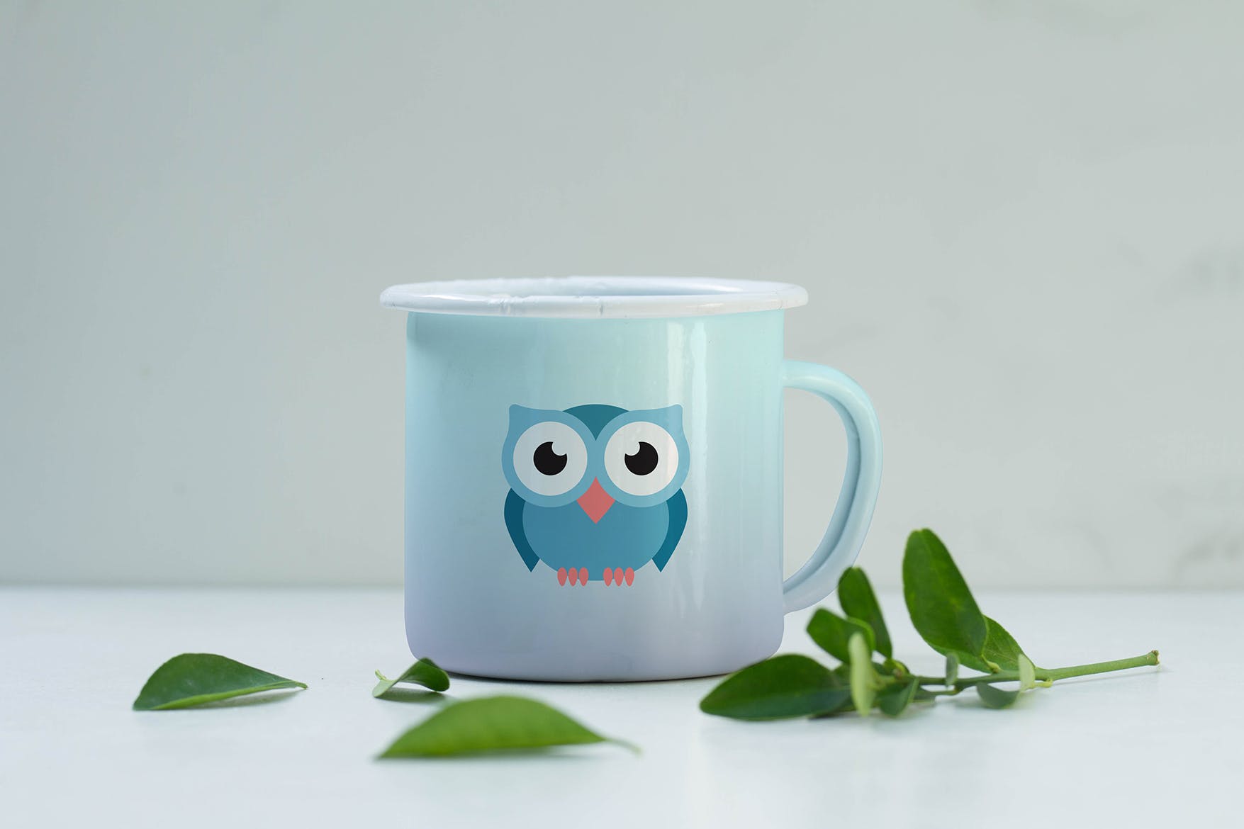 搪瓷杯印花设计效果图素材库精选 Enamel Mug Mockup插图
