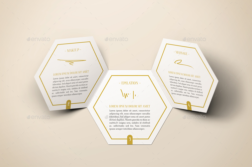 六边形折页宣传小册样机 Hexahedron Trifold Brochure Mock-Up插图(2)