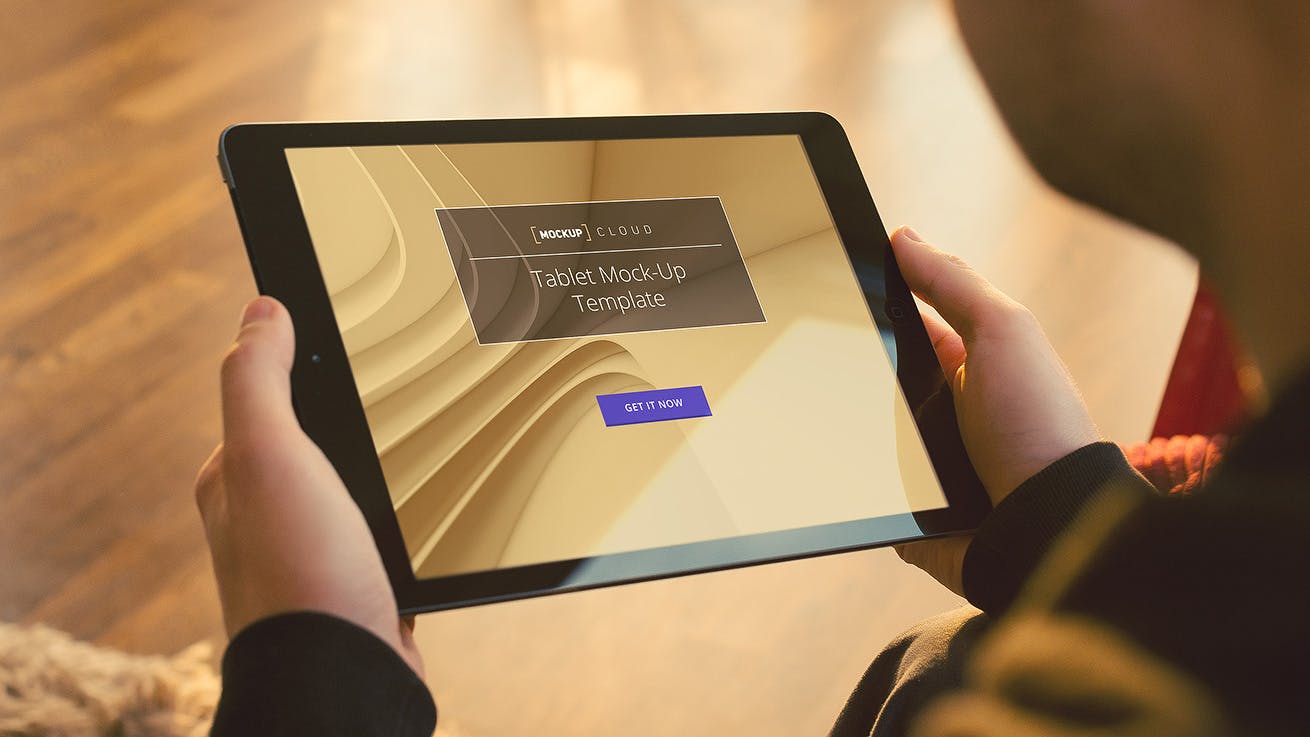 实景桌面上的平板电脑屏幕演示素材库精选样机 Tablet Mockup / Real Environment插图(3)