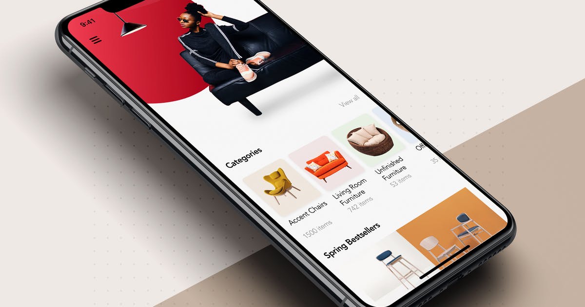 家具商城APP应用设计主页设计模板 Furniture Shop UI Kit – Home screen插图