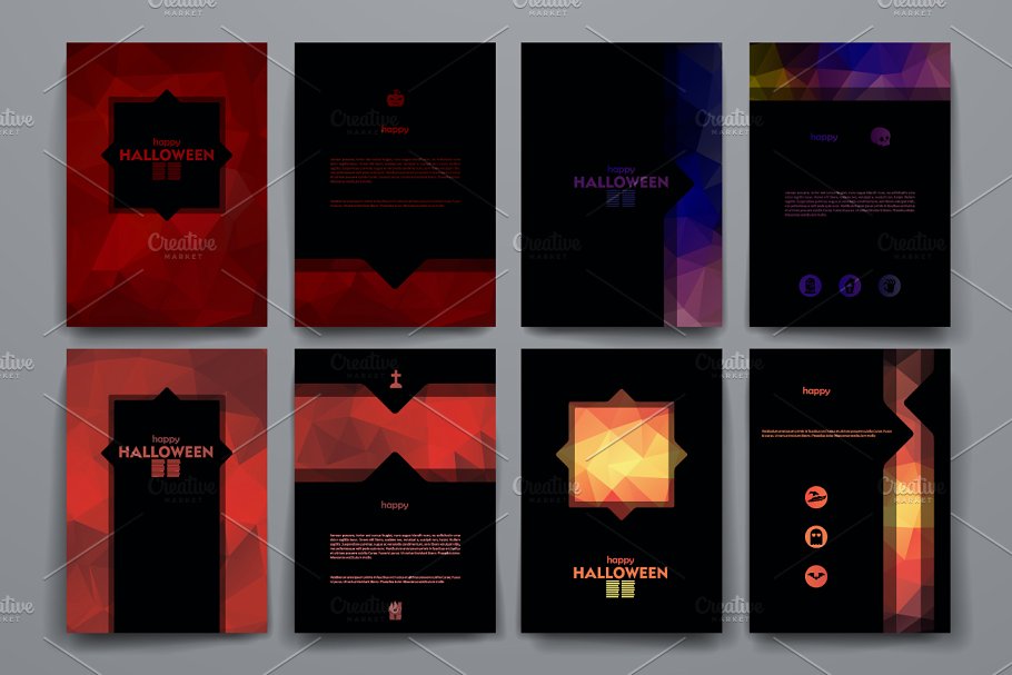 万圣节主题小册子模板 Set of Halloween brochures插图