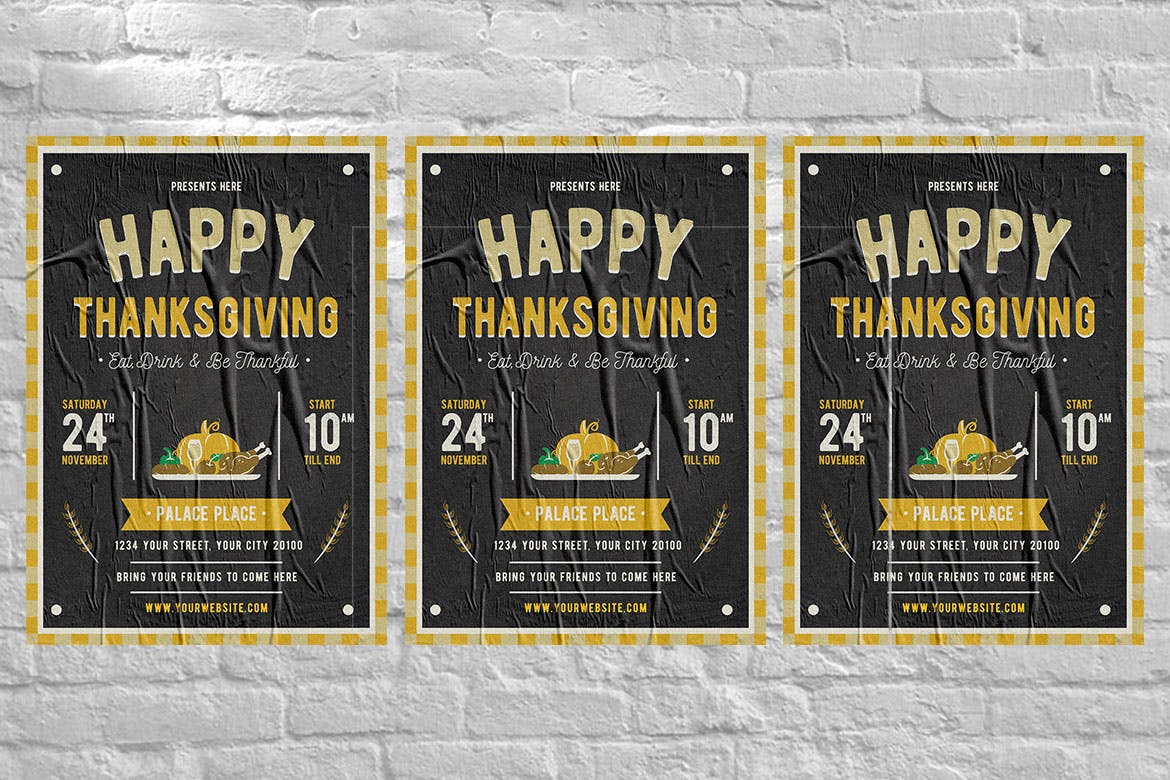 感恩节主题美食活动推广海报传单模板 Happy Thanksgiving Flyer插图(3)