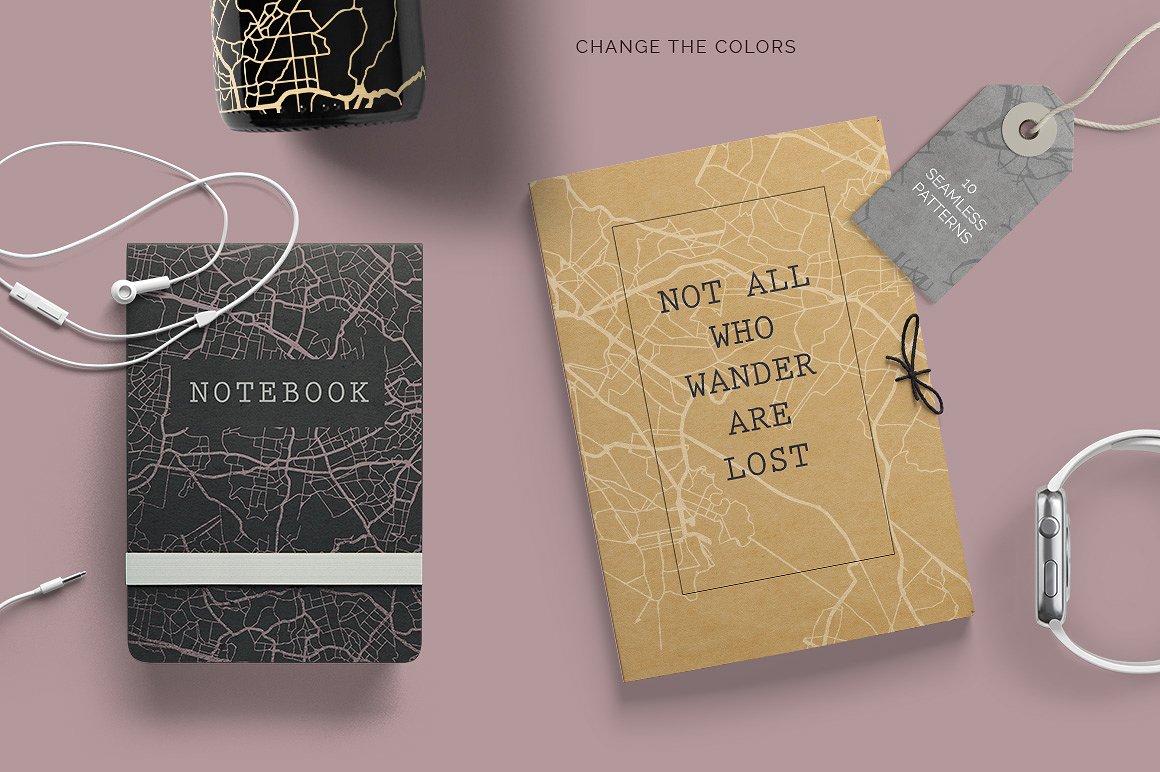 地图视图矢量图案纹理 Map View Vector Patterns插图(3)