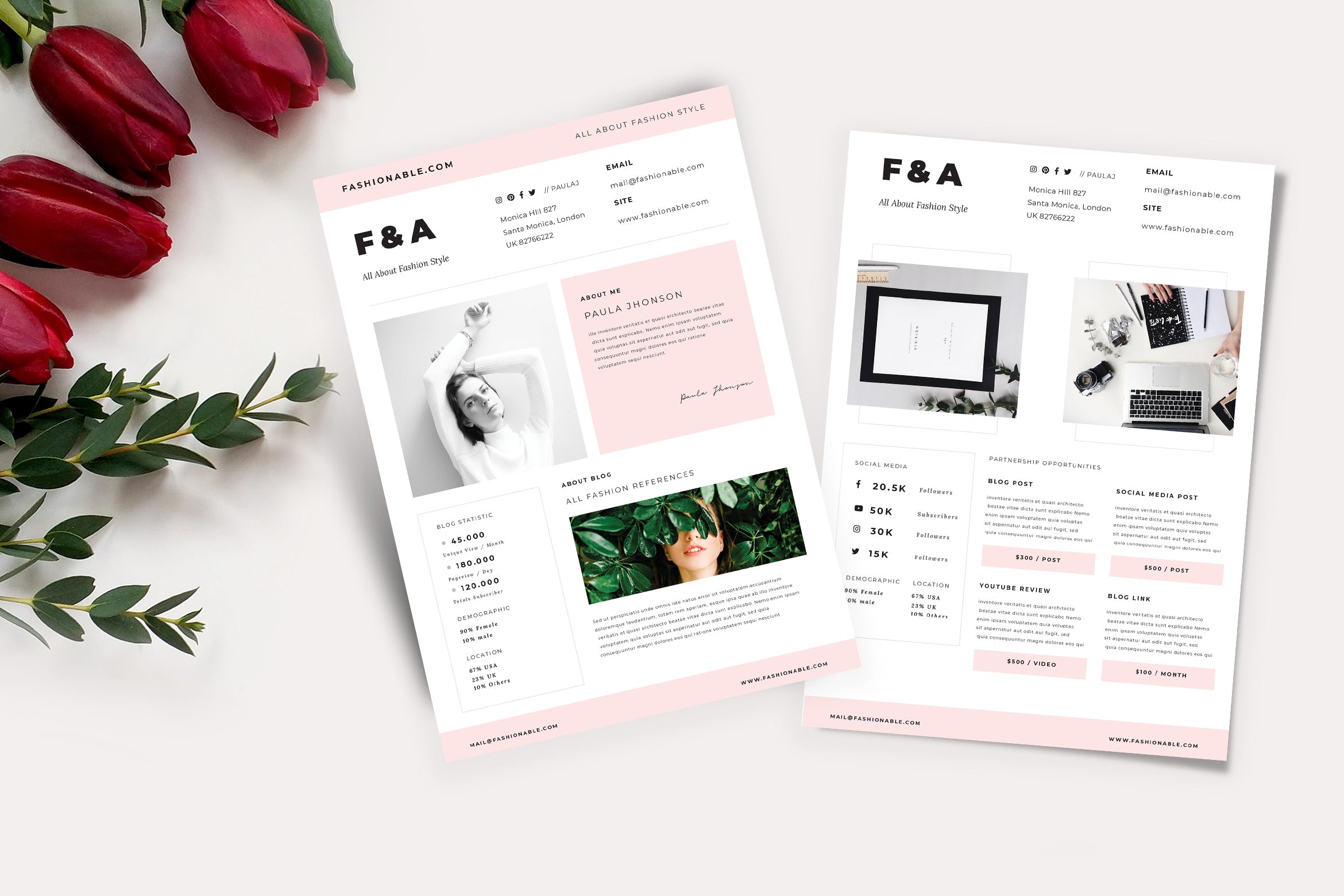 时尚博主/大V简历模板设计素材 Social Media Promotion Kit插图