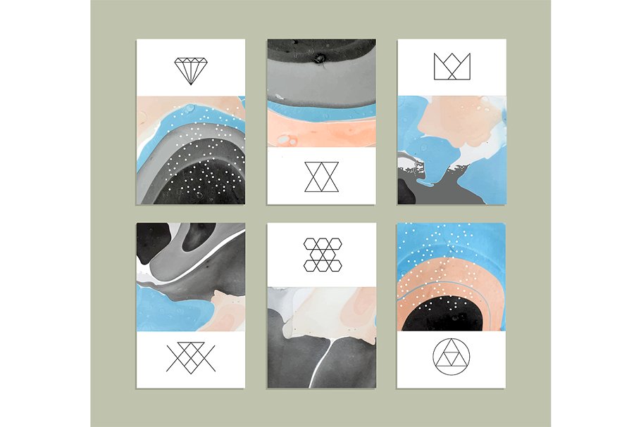 大理石抽象艺术纹理&贺卡模板 Artistic textures. Part 2插图(4)