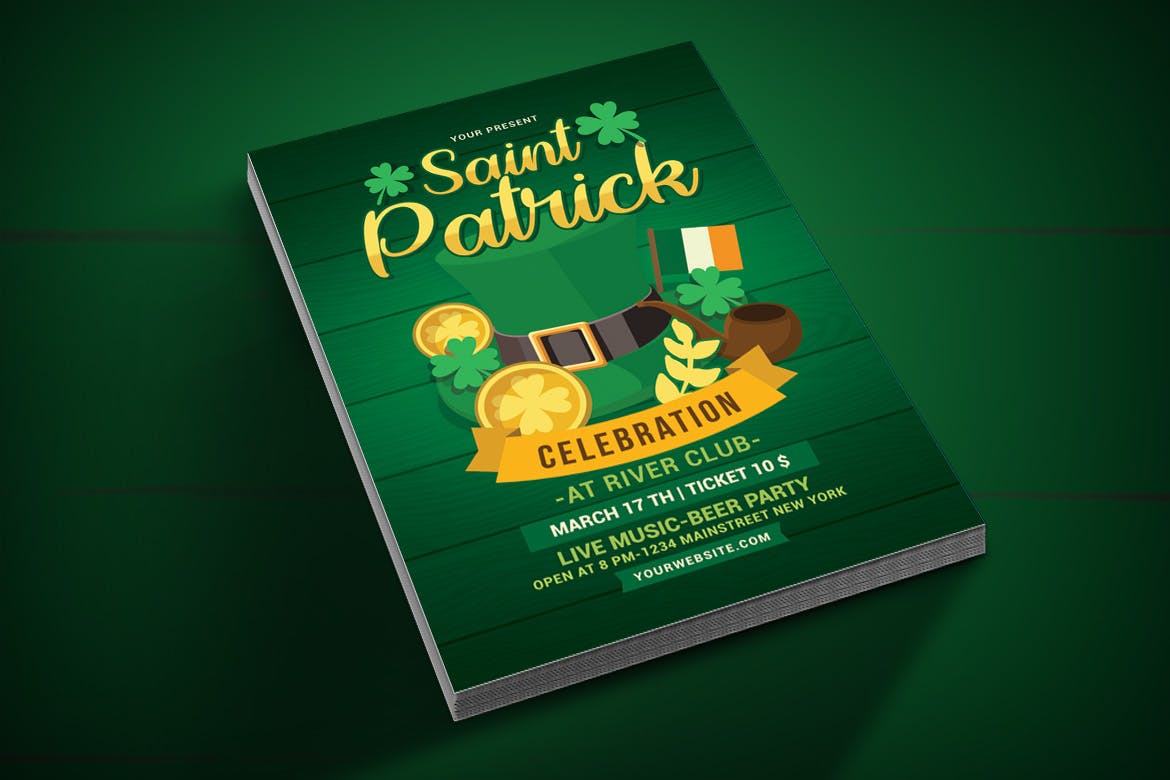 圣帕特里克节庆祝活动海报传单模板 Saint Patrick Day Celebration插图(1)