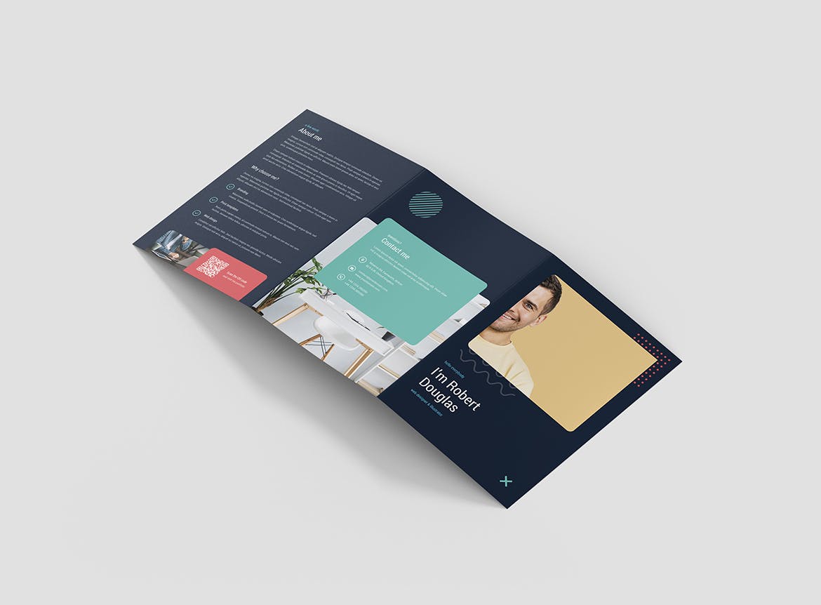 A5尺寸大小三折页个人简历彩页设计模板 Brochure – Resume Tri-Fold A5插图(5)