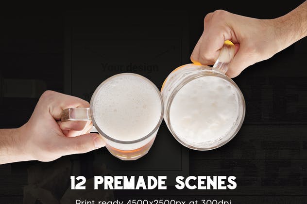啤酒样机&酒吧巨无霸场景样机模板 Beer & Bar Mockup & Hero Images Scene Generator插图(3)