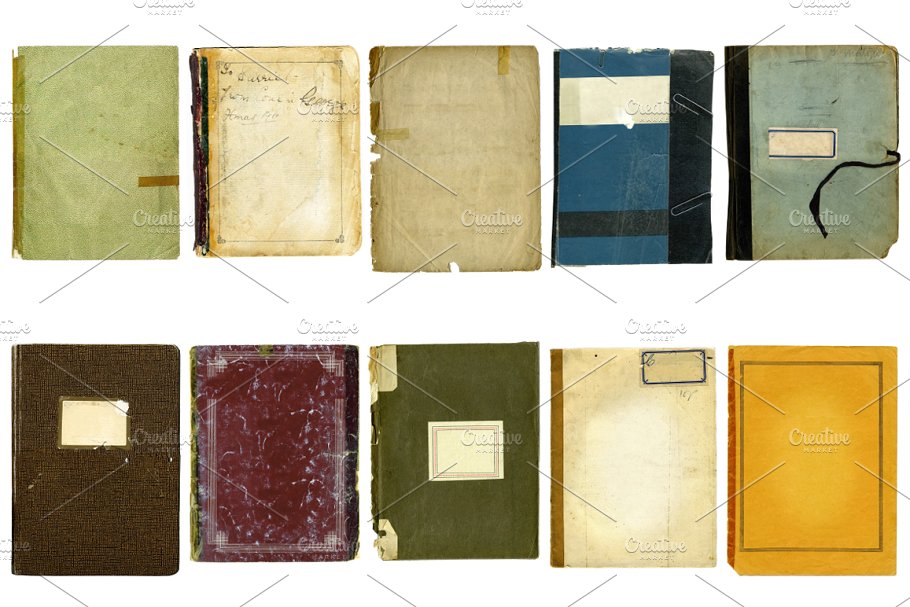 复古做旧记事笔记本封面 Notebook Textures插图(1)