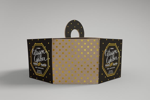 生日蛋糕八角形包装盒样机Vol.3 Food Pastry Boxes Vol.3: Packaging Mockups插图(6)