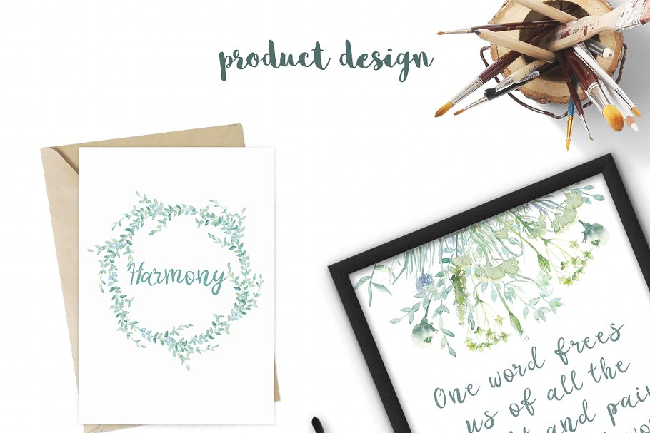 野菜水彩剪贴画 Watercolor Wild Herbs插图(3)