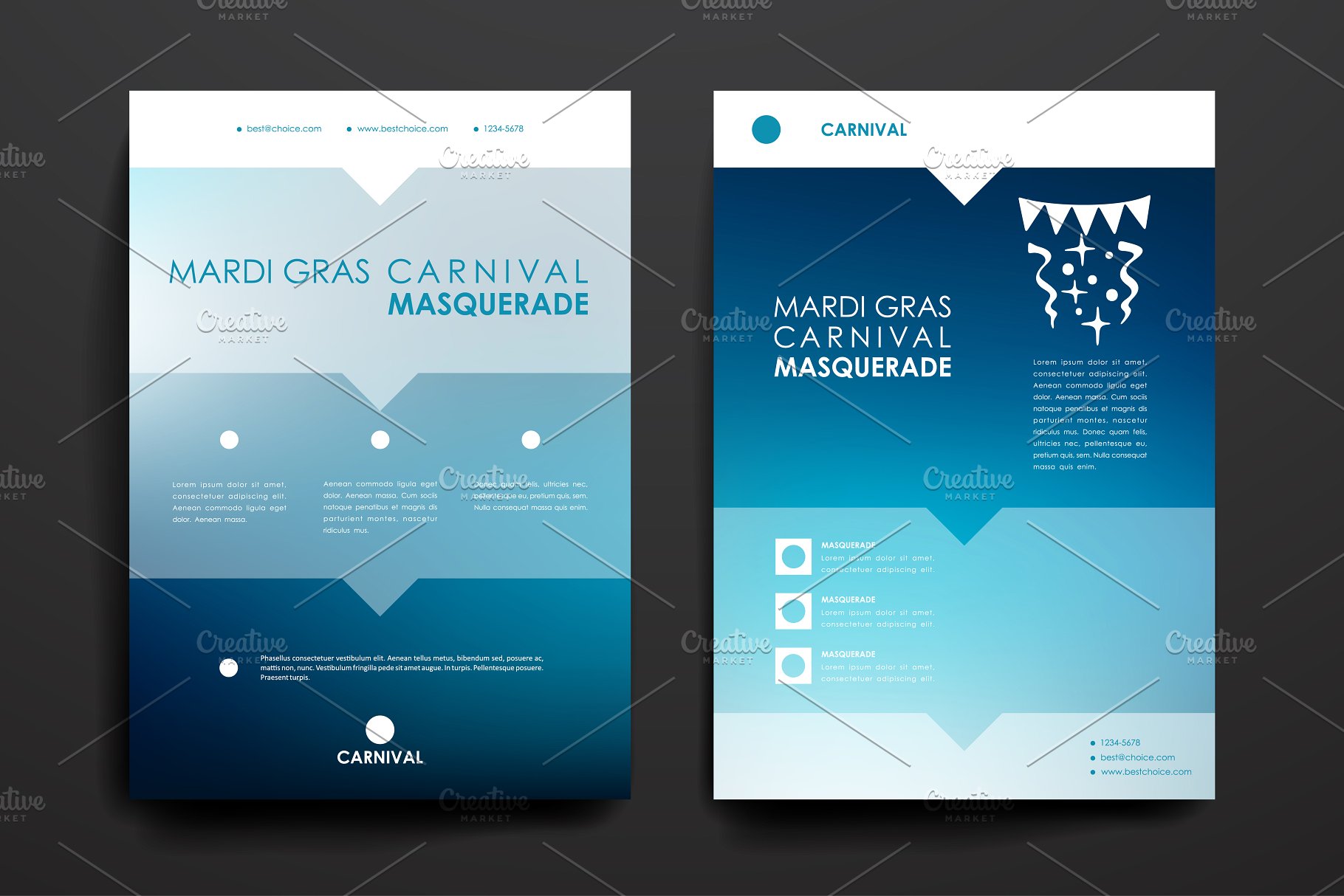 狂欢节主题活动小册子模板 Mardi Gras Brochures插图(3)