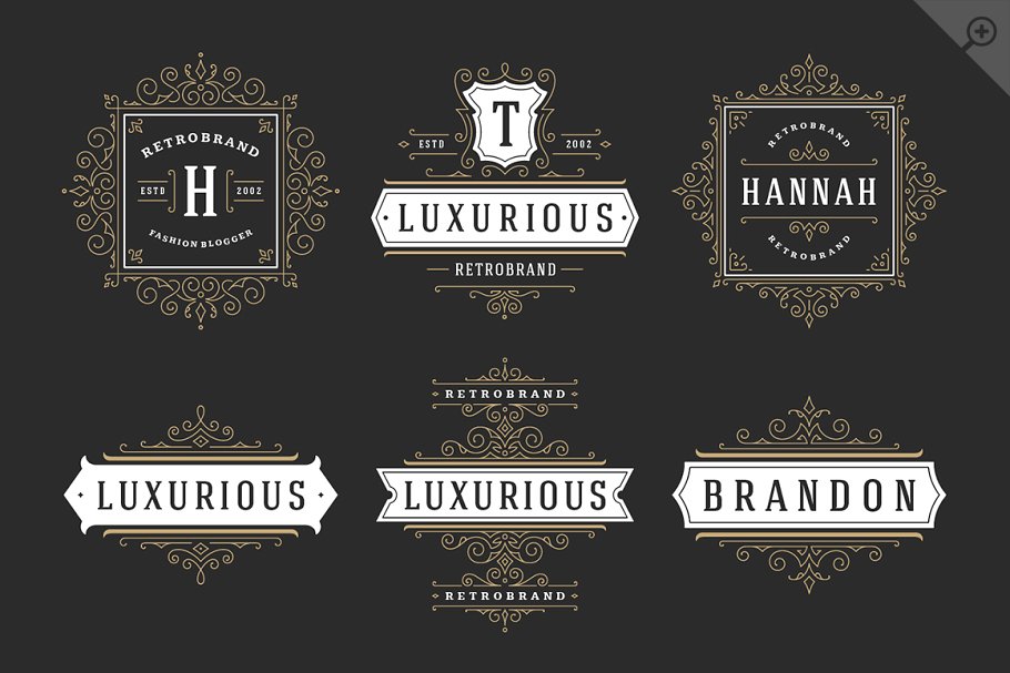 250个复古装饰风格Logo模板 250 ornaments logos & monograms插图(4)