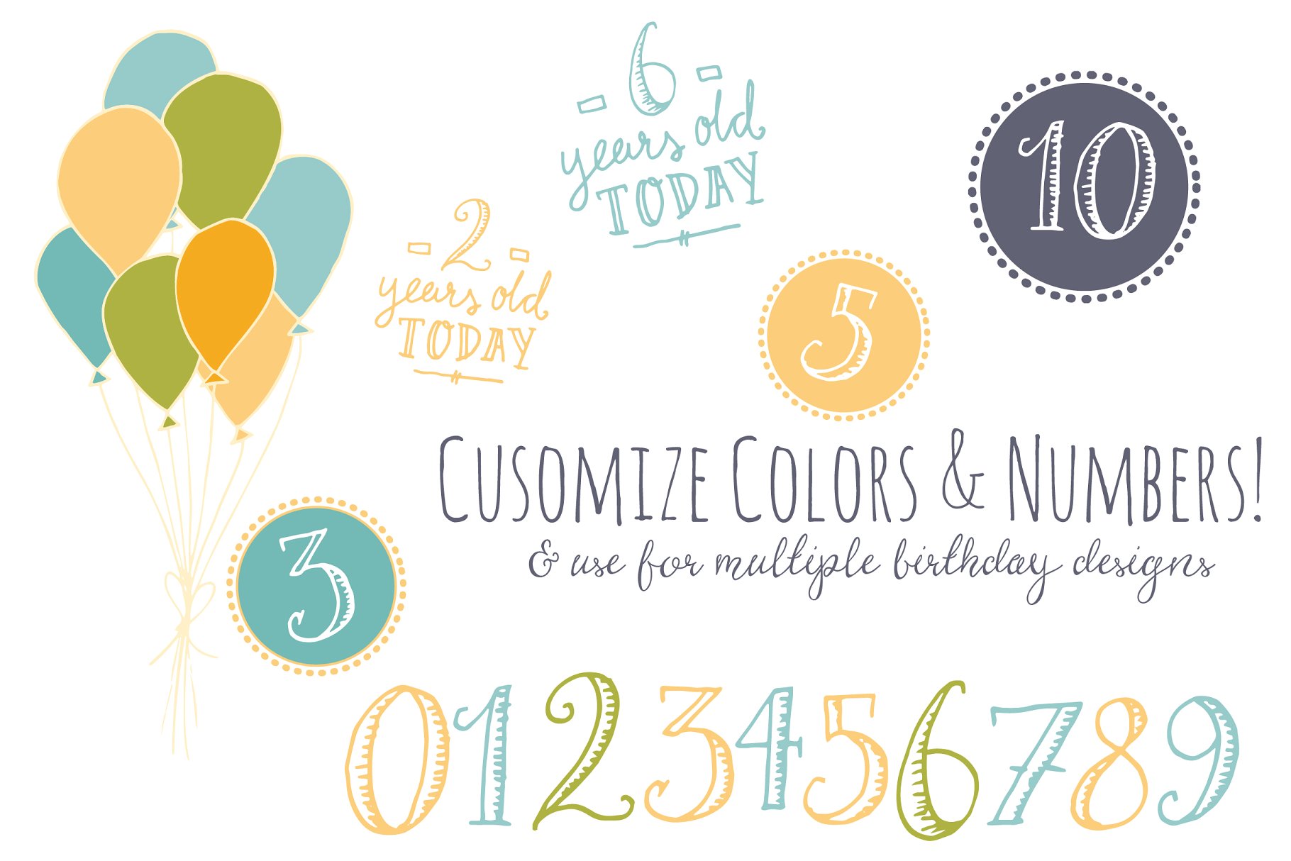 生日聚会主题装饰物料设计元素 Birthday Photoshop Overlays插图(2)