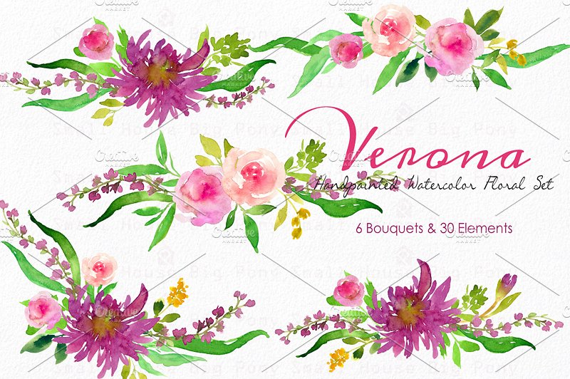 维罗纳-水彩花卉套装 Verona – Watercolor Floral Set插图(4)