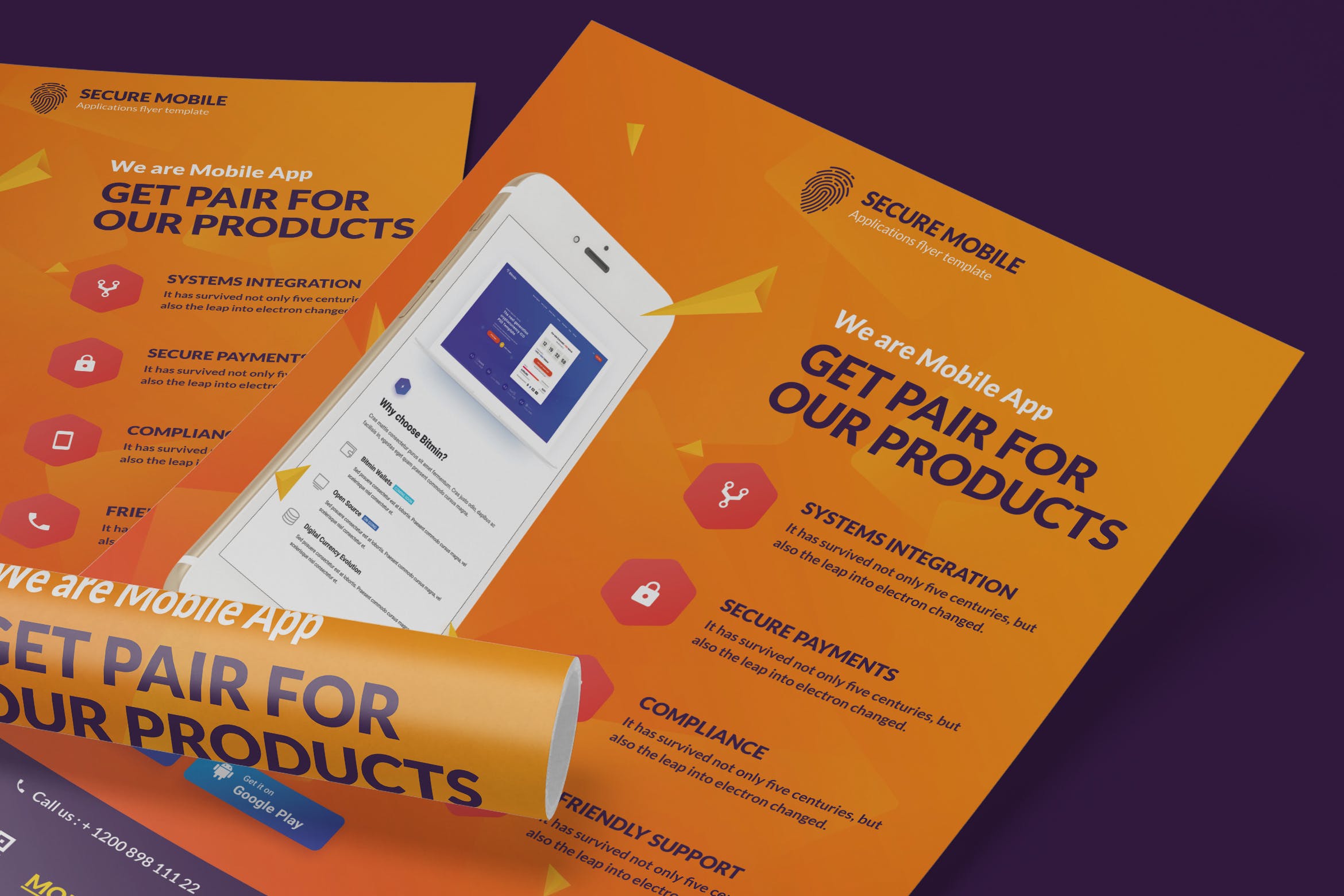 手机APP应用推广海报设计模板 Mobile Application Poster插图