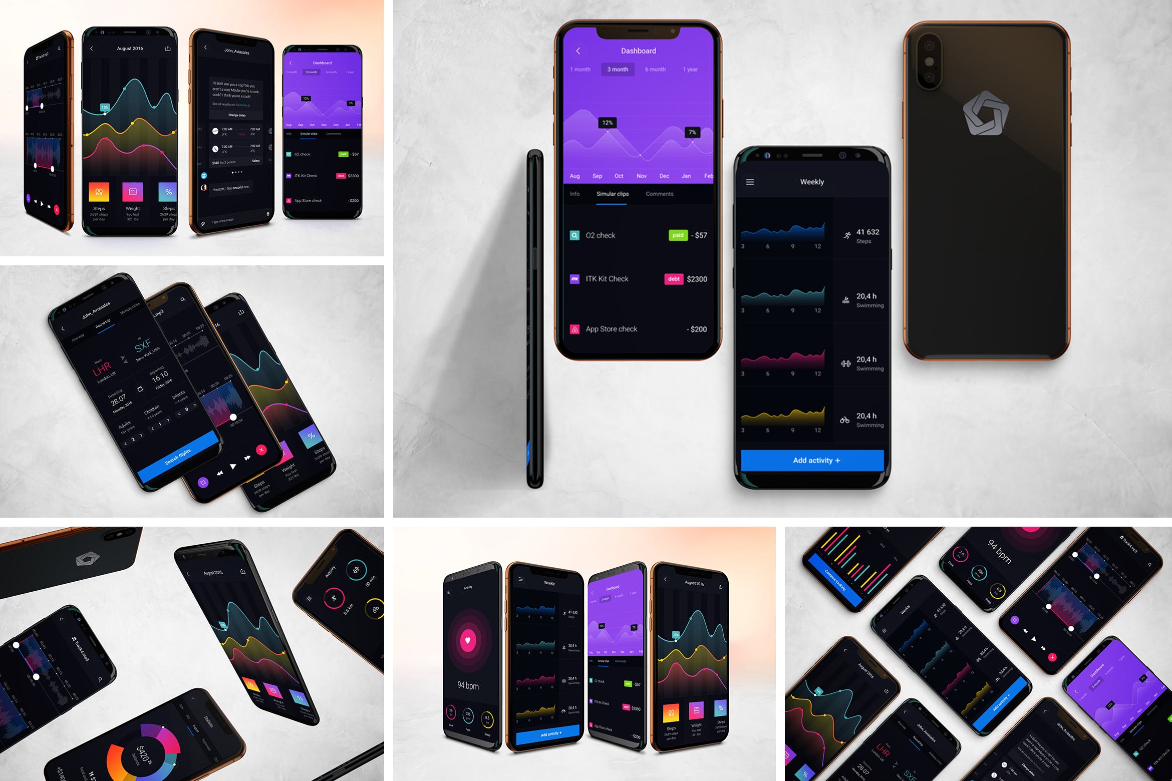 Android/iOS平台APP应用UI设计效果图样机v3 Android & iOS Mockup V.3插图