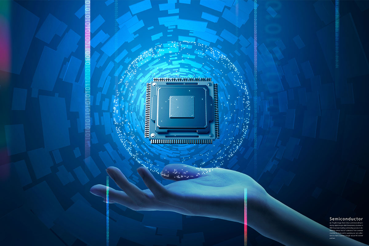 半导体芯片未来科技发展海报设计模板插图