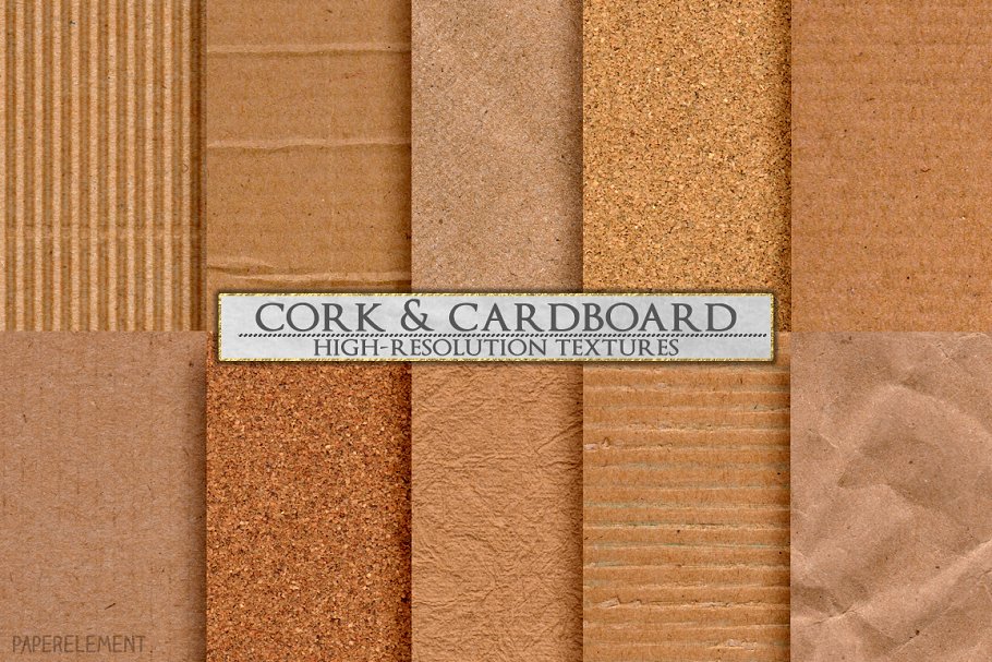 高分辨率原始软木硬纸板纸张纹理 Cork & Cardboard High-Res Textures插图