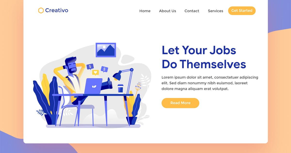 商业营销在线商务网站插画网站着陆页设计模板 Marketing Online Business Web Landing Page插图