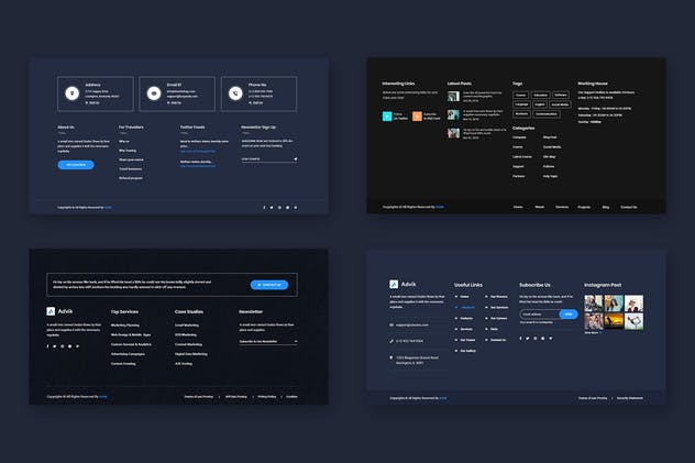 10款网页页脚设计UI模板 10 Footer Widget Design for Web-UI Kit插图(1)