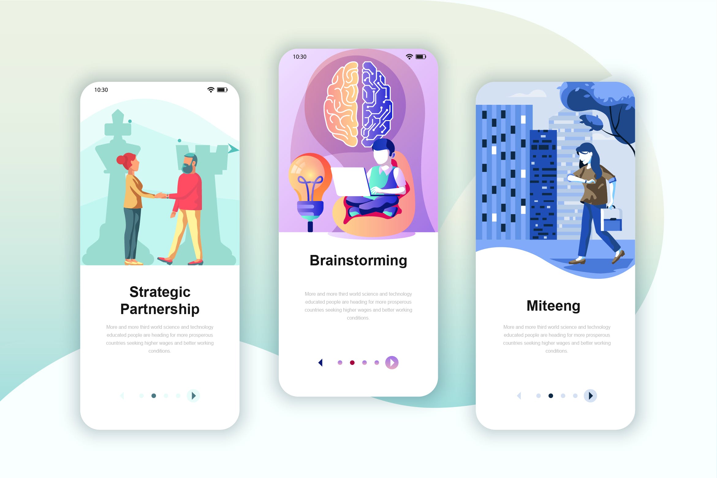 合作/头脑风暴/会议主题素材库精选概念插画APP应用引导页设计模板 Instagram Stories Onboarding Screens Mobile App插图