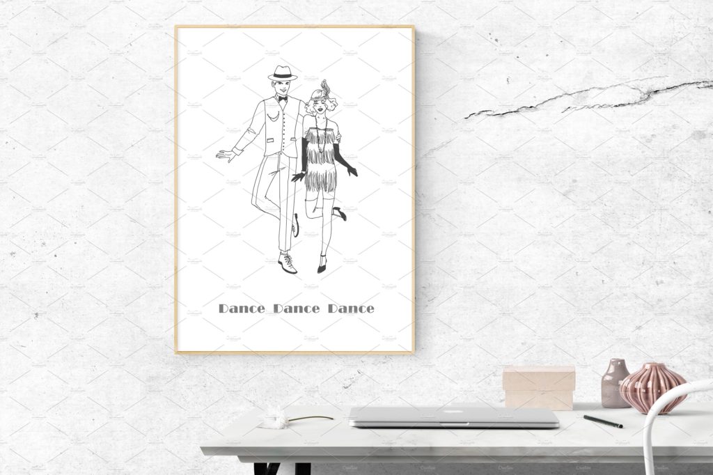 复古风格矢量男女手绘素材下载[eps,jpg]插图(1)