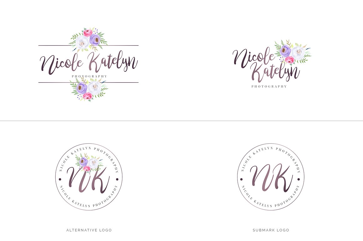 超级水彩风 Logo 设计素材包 Watercolor Premade Branding Logo Kit [模板、纹理&元素]插图(39)