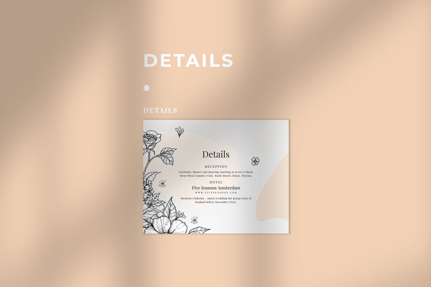 优雅素色花卉手绘图案婚礼邀请设计套件 Classy Botanical Wedding Suite插图(4)