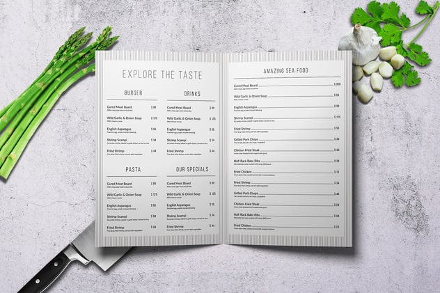 极简主义优雅西餐厅菜单设计模板套装 Minimal Elegant Menu Big Bundle插图(6)
