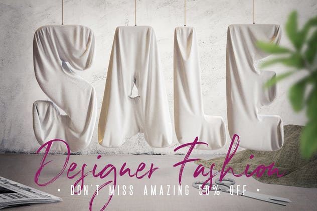 3D时尚铝箔&织物字体素材 Foil & Fabric Lettering Duo插图(2)