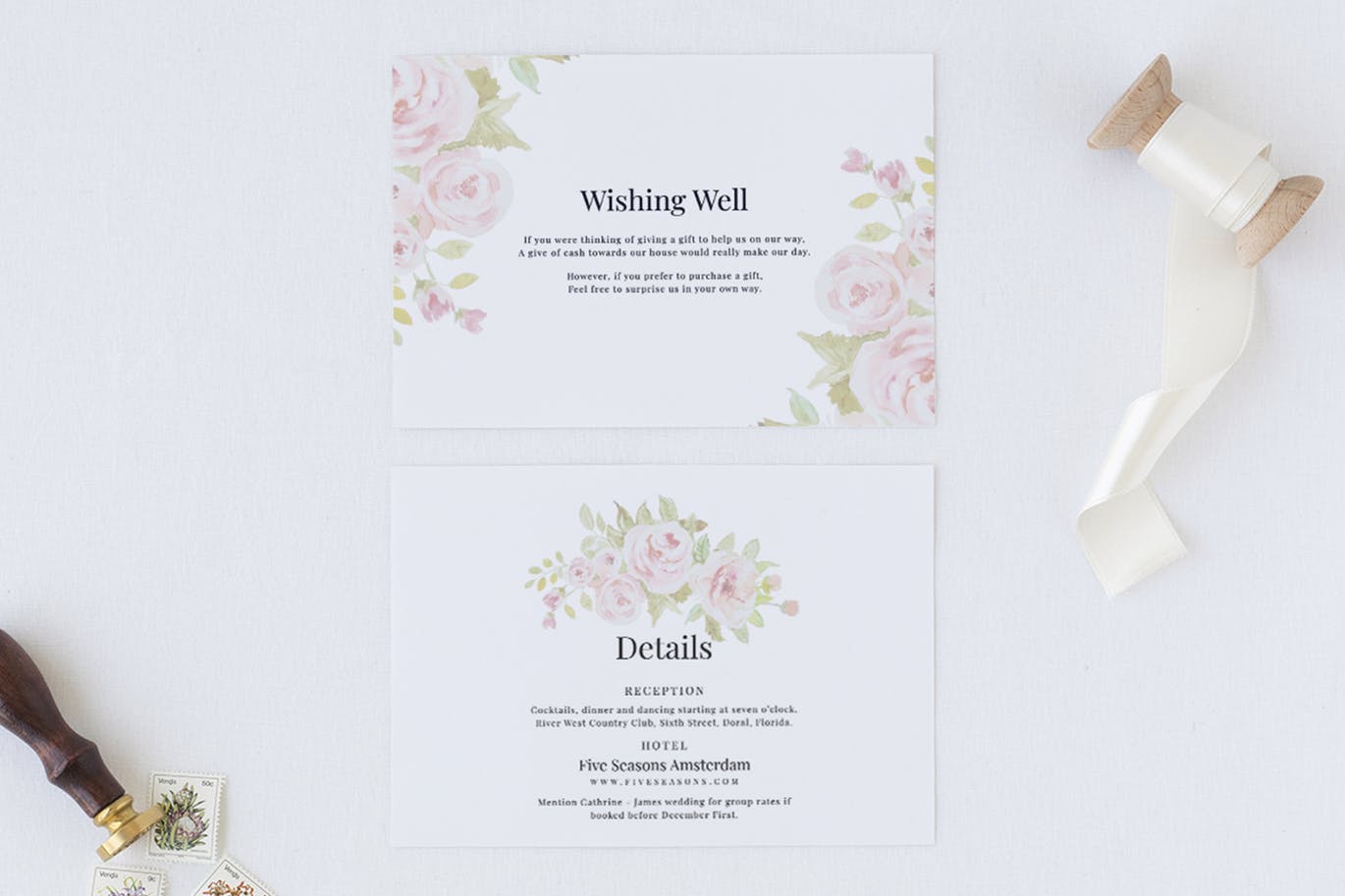 淡雅水彩背景婚礼邀请设计素材包 Set of Watercolor Wedding Suite插图(3)