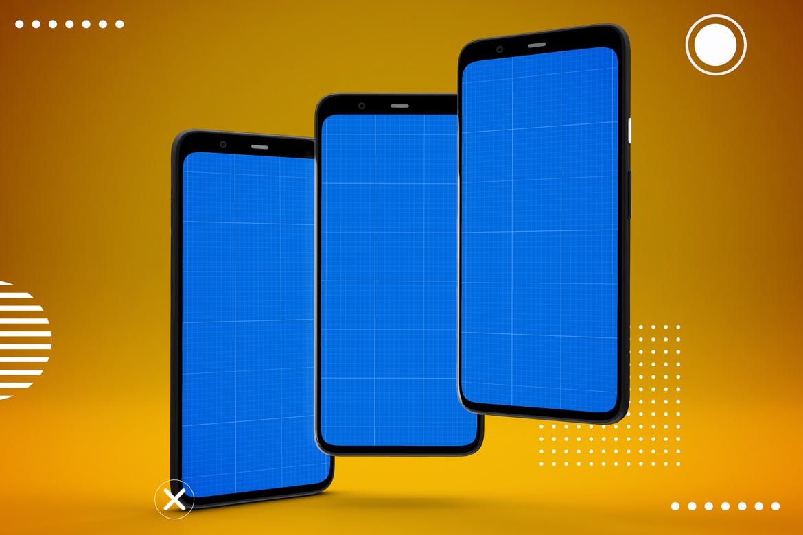谷歌智能手机Pixel 4屏幕预览素材库精选样机模板 Abstract Pixel 4 mockup插图(10)