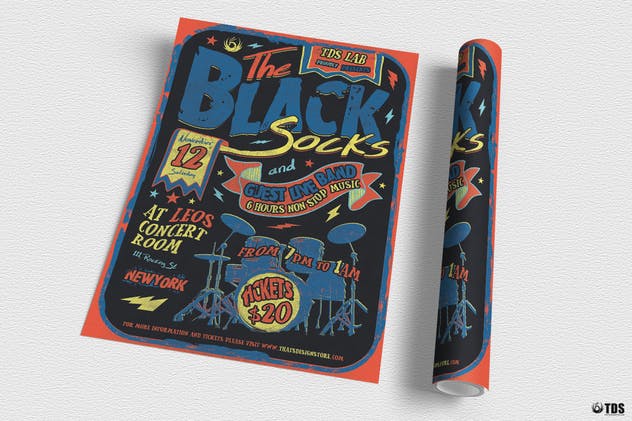 摇滚音乐盛典派对活动传单模板 Rock Music Flyer Template插图(2)