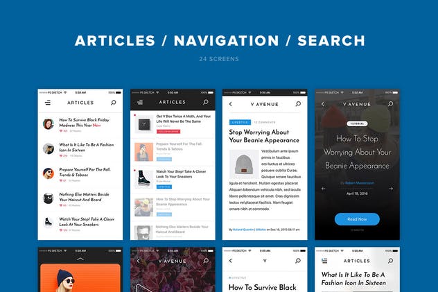 高端电子商务APP应用UI套件 V Avenue Mobile UI Kit插图(5)