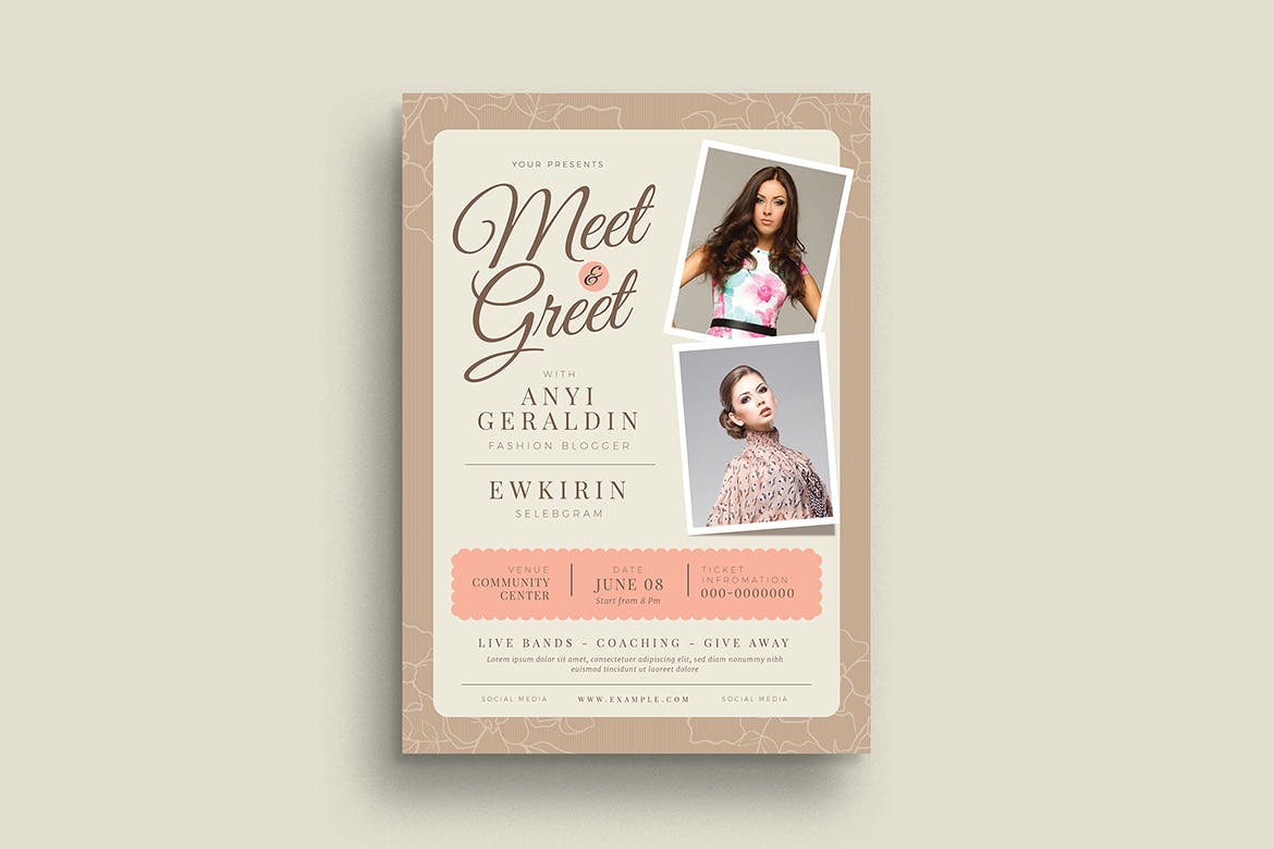 明星见面会/人物演讲座谈活动海报设计模板 Meet & Greet Flyer插图(1)