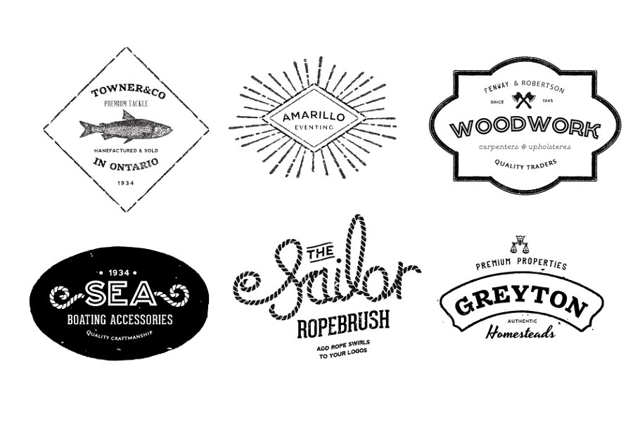 复古矢量图案集合+14枚标志 Very Vintage Vector Kit + 14 Logos插图(2)