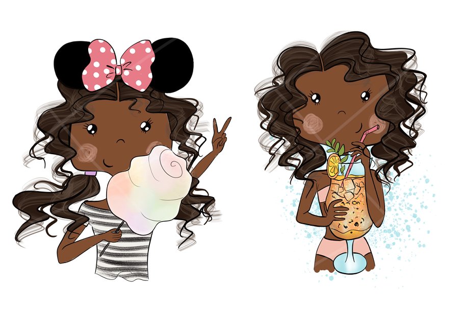 4组夏日少女剪贴画 Collection of 4 Sets Girls Summer插图(13)