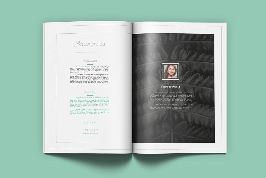 极简主义盆栽景观通用杂志模板 Floral Magazine插图(1)