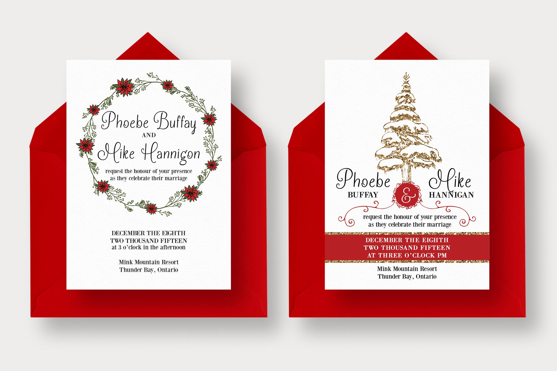 冬季婚礼邀请函设计模板套装 Winter Wedding Suite插图(2)