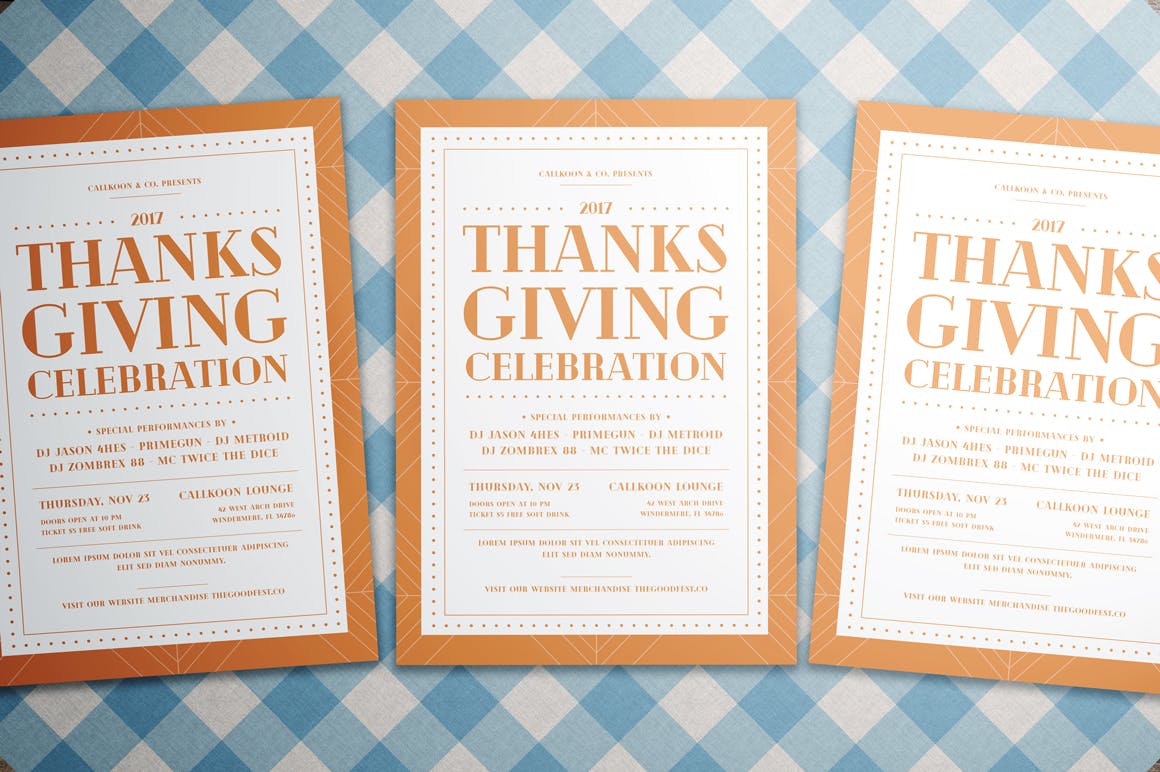 感恩节音乐会主题海报传单设计模板 Thanksgiving Flyer插图(3)