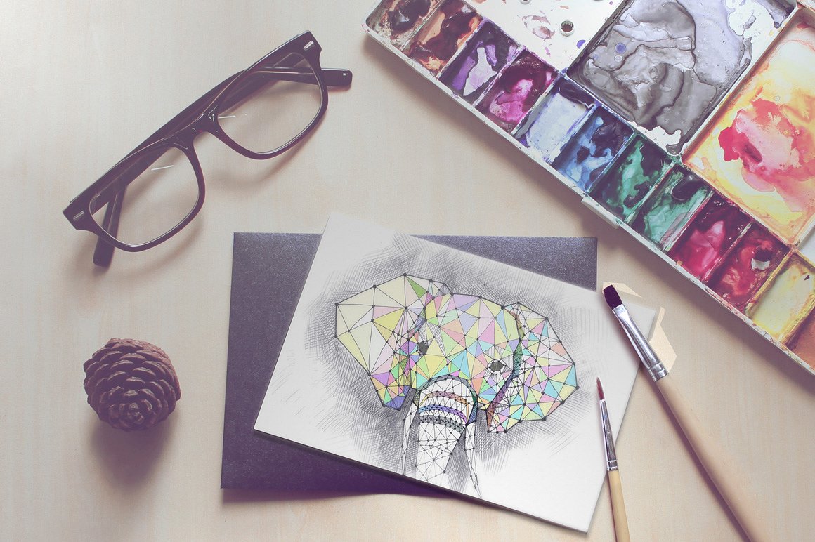 写生素描绘画作品展示样机 Sketchbook mock up set插图(3)