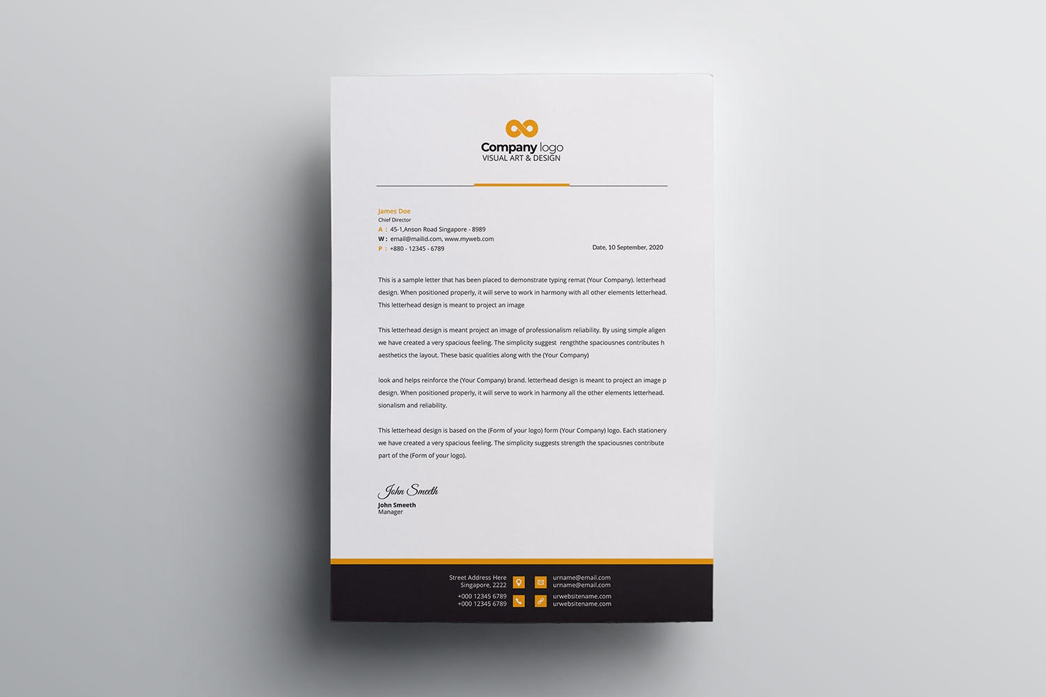信息科技企业信封设计模板v3 Letterhead插图(2)