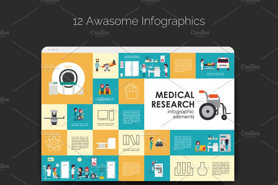 医药医院诊所扁平化插画素材 Medicine Flat Collection插图(3)