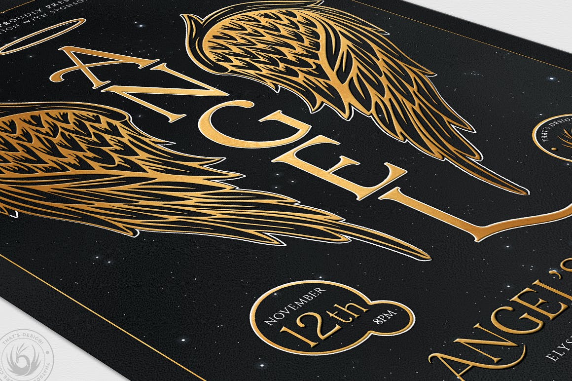 天使派对传单设计模板V3 Angels Party Flyer Template V3插图(5)