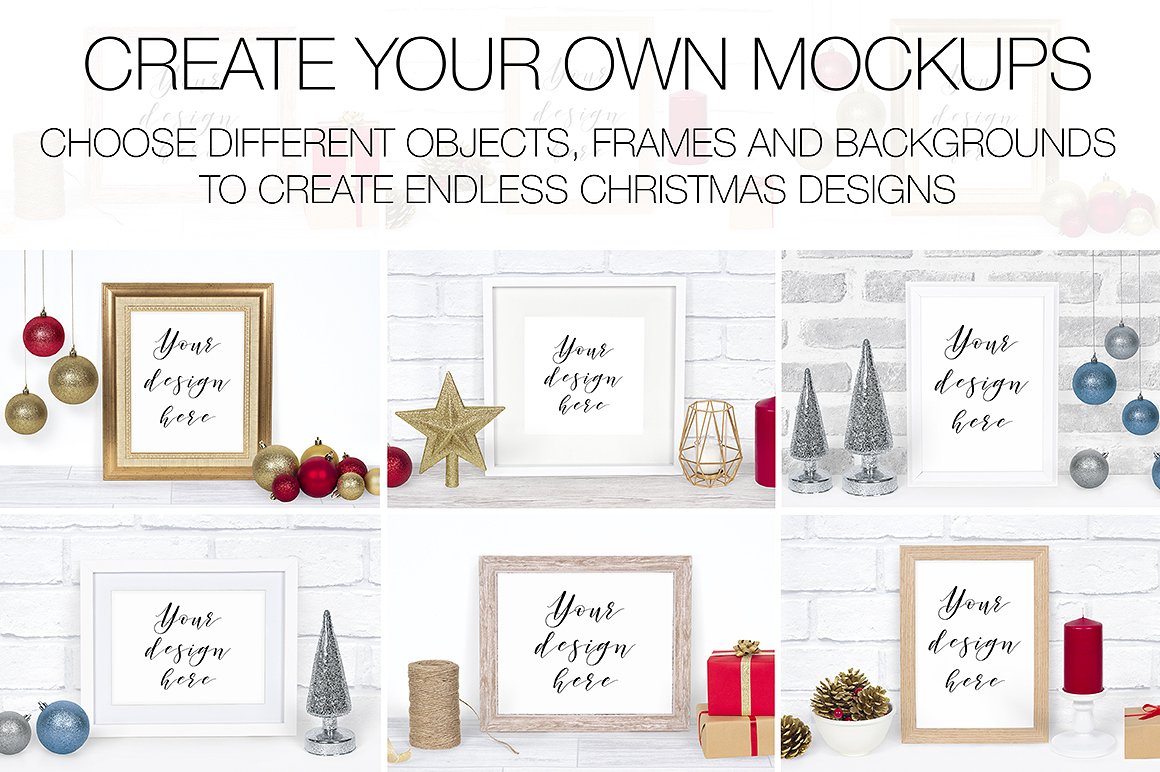 圣诞主题相框样机模板下载[PSD]插图(1)