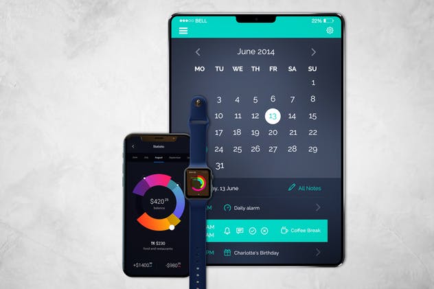 Apple移动设备样机套装 Apple Watch, iPhone X & iPad Mockup插图(1)