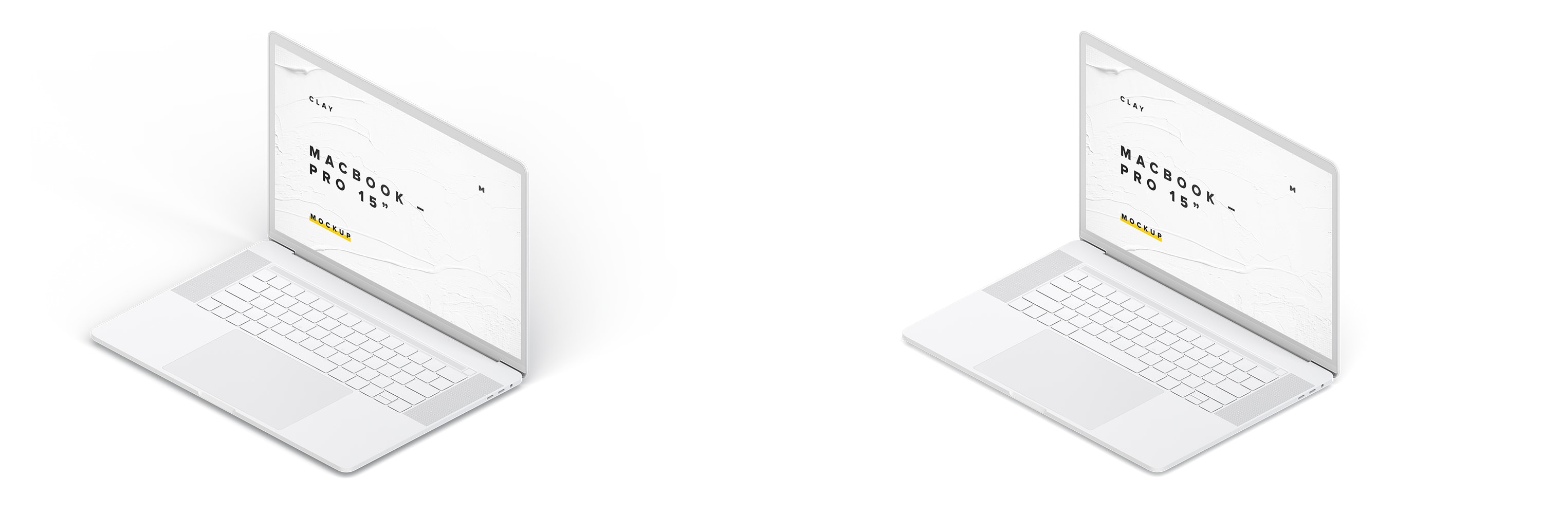 MacBook Pro笔记本电脑设计效果演示右视图样机 Clay MacBook Pro 15" with Touch Bar, Right Isometric View Mockup插图(3)