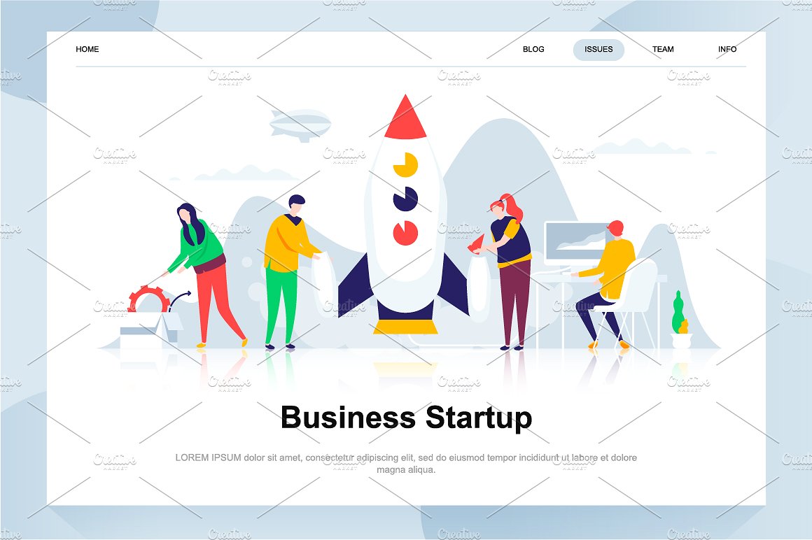 现代化扁平设计理念Web仪表盘登录页面模板 Landing Page Templates插图(2)