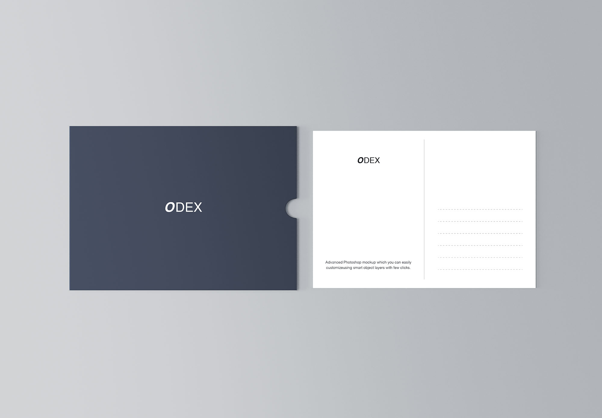 抽拉式明信片设计图样机素材库精选模板 Flat Postcard Mockup插图